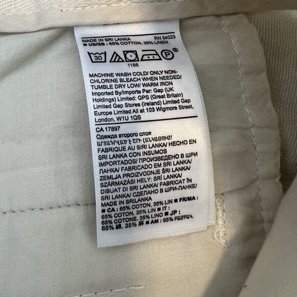 Converse Pants Womens 6 Ivory Linen Blend Cargo Hi Rise Utility Coastal Minimal - Picture 8 of 12